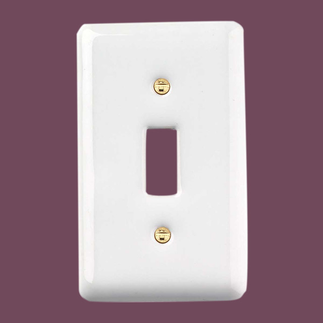 Switchplates White Porcelain Single Toggle/Dimmer Switch Plate - Traditional - Switch Plates And ...